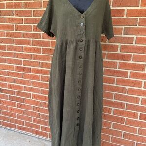 Madewell Olive Flutter Sleeve V-Neck Sundress